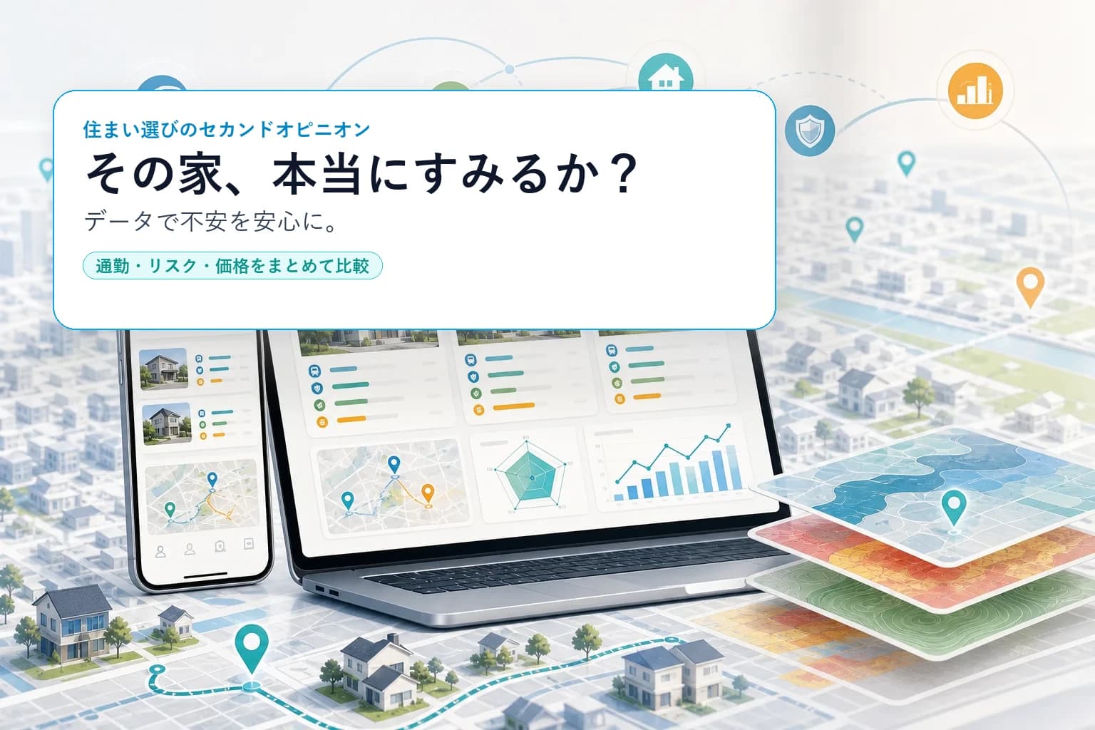 災害リスクや判断材料をまとめて比較する画面イメージ
